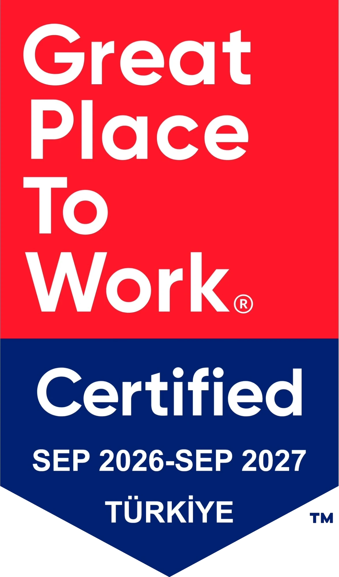 Great Place To Work Certified, Sep 2026 – Sep 2027, Türkiye